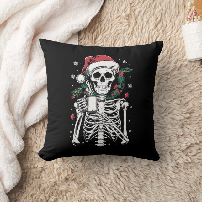 Dead Inside Skeleton Christmas Coffee Lover Gift  Cushion (Blanket)
