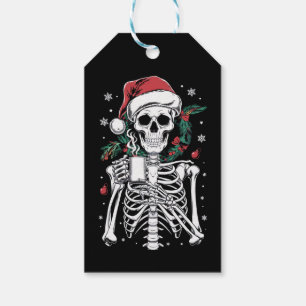 Dead Inside Skeleton Christmas Coffee Lover Gift  Gift Tags