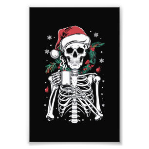 Dead Inside Skeleton Christmas Coffee Lover Gift Photo Print