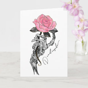 Dead Inside Skeleton Rose Card
