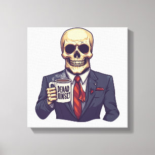 Dead Inside Skull � Funny Workday Skeleton Canvas Print