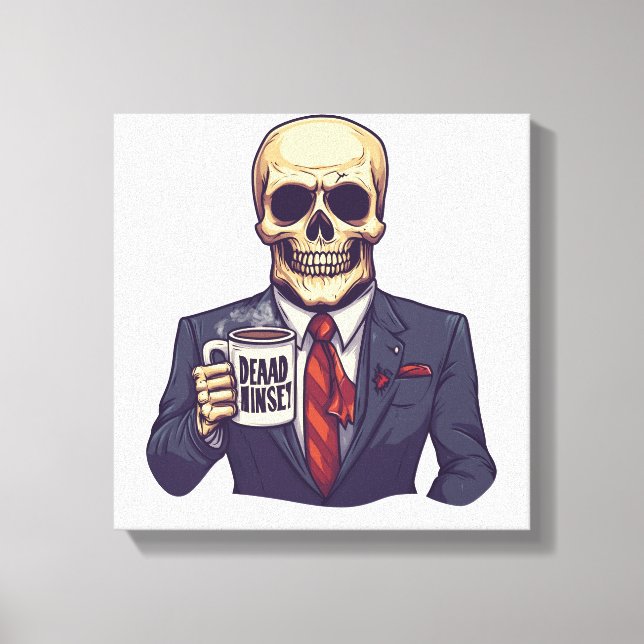 Dead Inside Skull � Funny Workday Skeleton Canvas Print (Front)