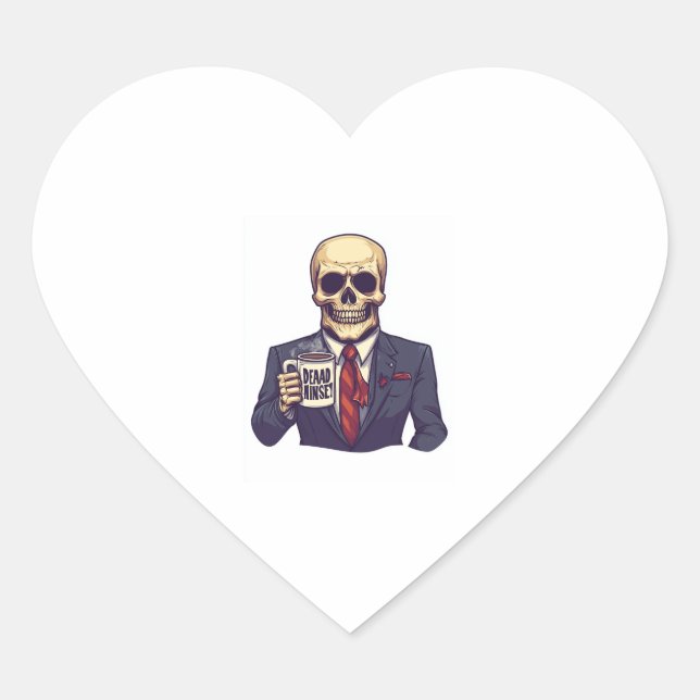 Dead Inside Skull – Funny Workday Skeleton Heart Sticker (Front)