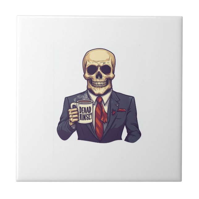 Dead Inside Skull � Funny Workday Skeleton Tile (Front)