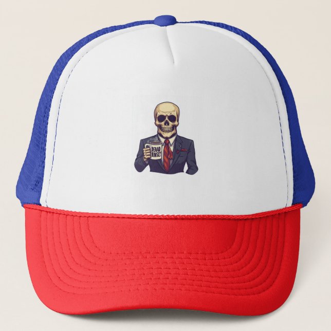 Dead Inside Skull – Funny Workday Skeleton Trucker Hat (Front)