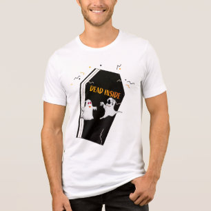 Dead Inside Spooky Coffin Halloween Sayings Tri-Blend Shirt