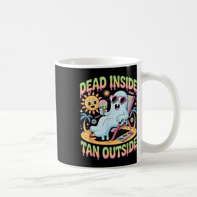 Dead Inside Tan Outside Funny Ghost Summerween _1  Coffee Mug (Right)
