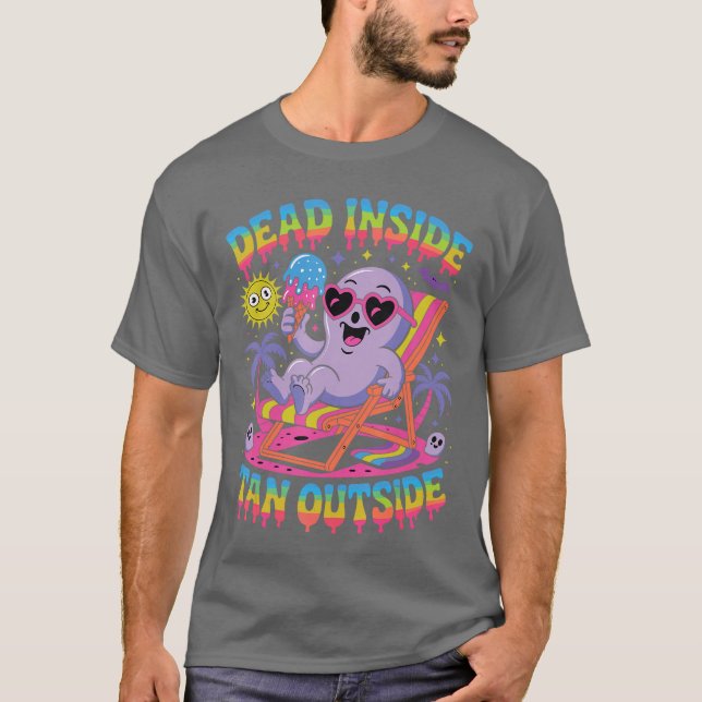 Dead Inside Tan Outside Funny Ghost Summerween 1 T-Shirt (Front)