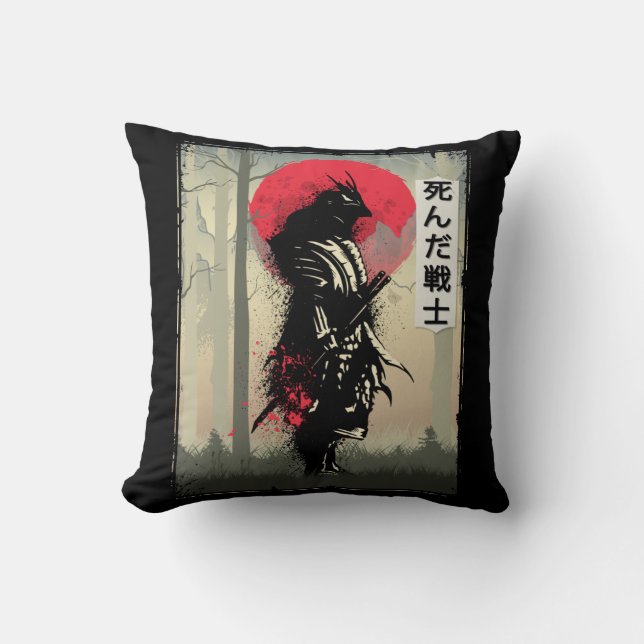 Dead Japanese Samurai Warrior Japan Swordsman Cushion (Front)