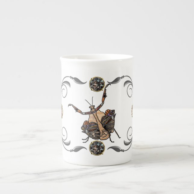 Dead Leaf Mantis Bone China Mug (Front)
