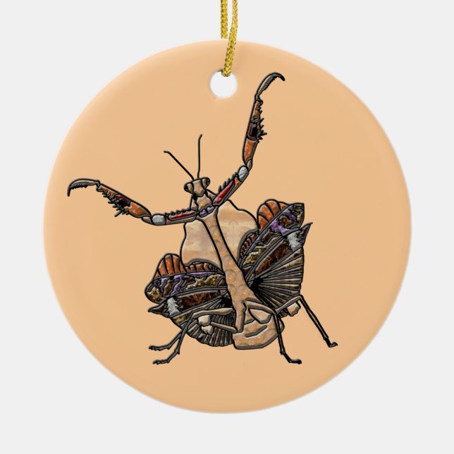 Dead Leaf Mantis Ceramic Tree Decoration (Front)