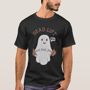 Dead Lift Embroidery Ghost Halloween Cute Boo Gym  T-Shirt