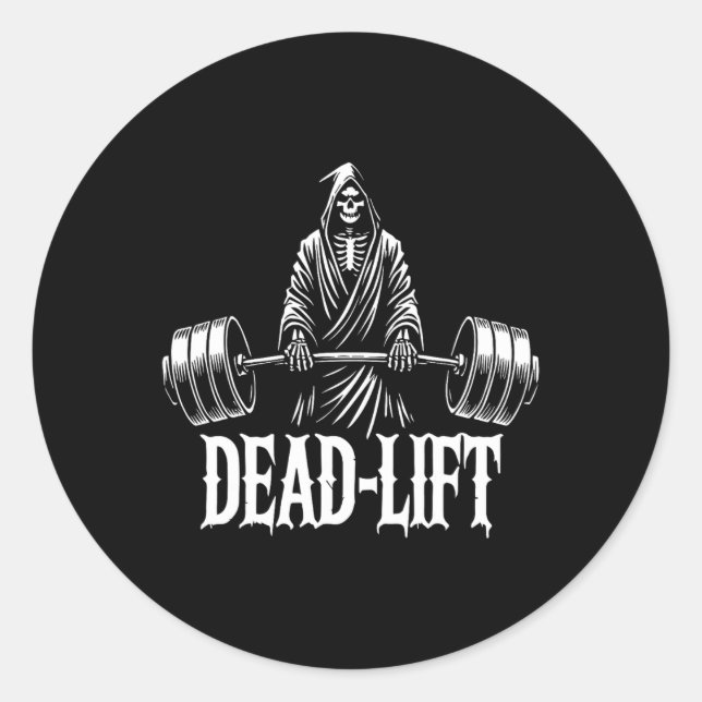 Dead-lift - Grim Reaper Halloween Gym Workout Body Classic Round Sticker (Front)