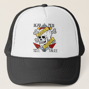DEAD MEN TELL NO TALES... PIRATE TATTOO DAVEY JONE TRUCKER HAT
