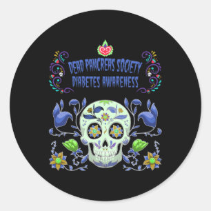 Dead Pancreas Society Blue Sugar Diabetes Awarenes Classic Round Sticker