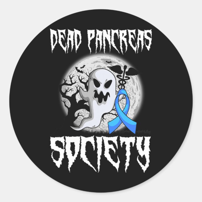 Dead Pancreas Society Diabetes Halloween Diabetic  Classic Round Sticker (Front)
