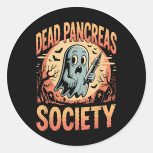 Dead Pancreas Society Funny Ghost Syringe Diabetes Classic Round Sticker