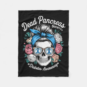 Dead Pancreas Society Shirt Floral Skull Diabetes Fleece Blanket