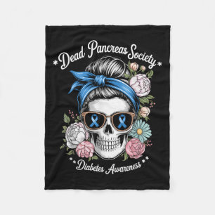 Dead Pancreas Society Shirt Floral Skull Diabetes Fleece Blanket