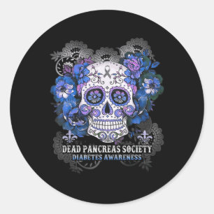 Dead Pancreas Society Sugar Skull Diabetes Awarene Classic Round Sticker