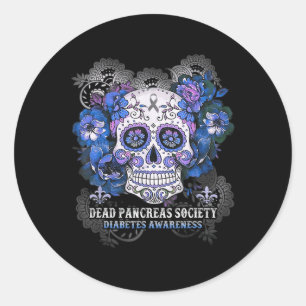 Dead Pancreas Society Sugar Skull diabetes awarene Classic Round Sticker