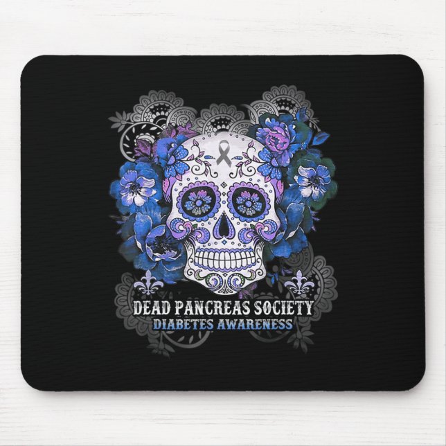 Dead Pancreas Society Sugar Skull diabetes awarene Mouse Mat (Front)