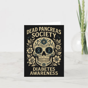 Dead Pancreas Society - Sugar Skull Ribbon Design Card