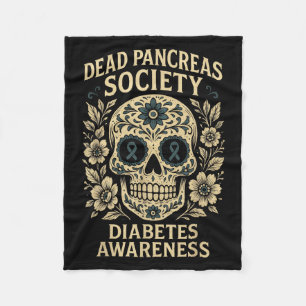 Dead Pancreas Society - Sugar Skull Ribbon Design Fleece Blanket