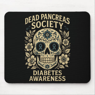 Dead Pancreas Society - Sugar Skull Ribbon Design  Mouse Mat