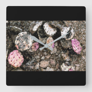 Dead Pink Cactus Square Wall Clock