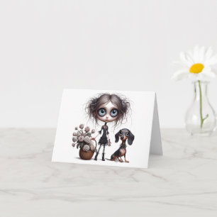Dead Rose Gothic Dachshund Any Occasion Card