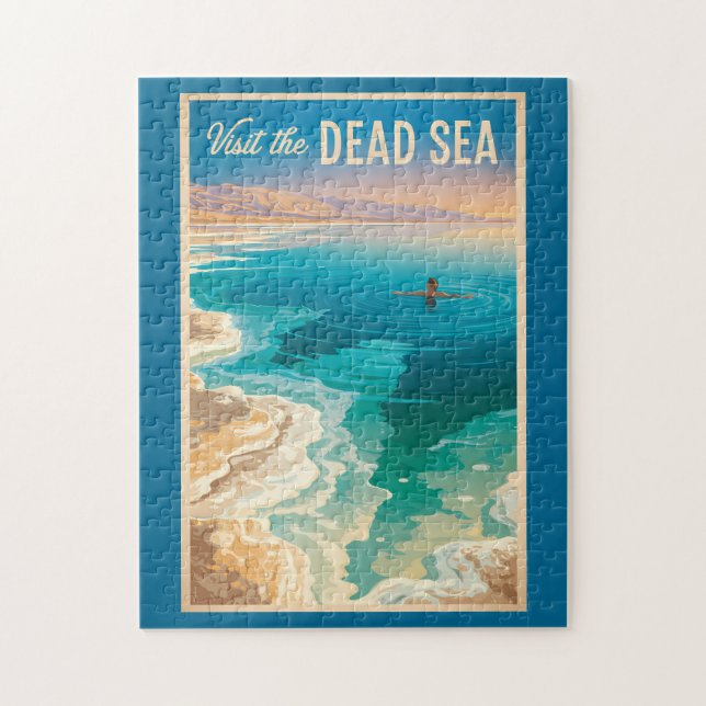 Dead Sea Illustration Travel Art Vintage Jigsaw Puzzle (Vertical)