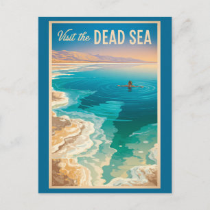 Dead Sea Illustration Travel Art Vintage Postcard
