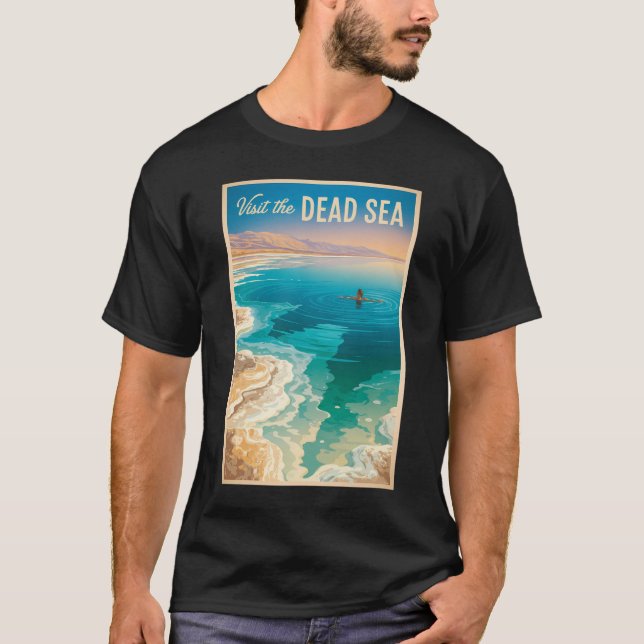 Dead Sea Illustration Travel Art Vintage T-Shirt (Front)