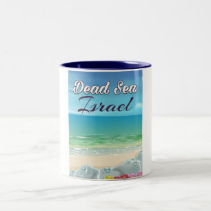 Dead Sea Israel travel poster Two-Tone Coffee Mug
