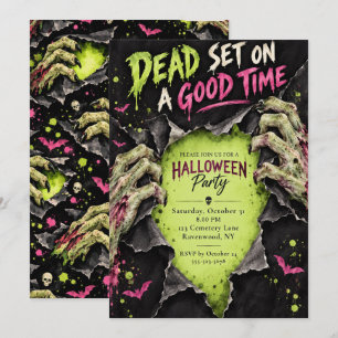 Dead Set on a Good Time Halloween Party Invitation