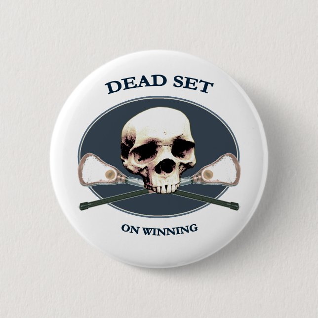 Dead Set Skull Lacrosse 6 Cm Round Badge (Front)