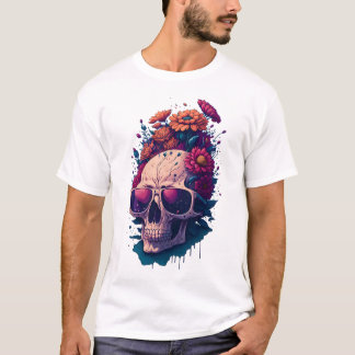 Dead Skull Flower Colourful V1 T-Shirt