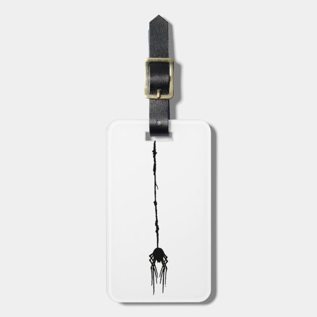 Dead Smooshed Spider Hanging by it's Web Luggage Tag (Front Vertical)