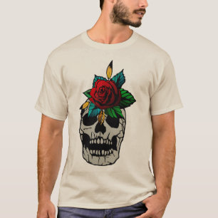 dead_tete_rose_fleur_crane_tattoo_902_C T-Shirt