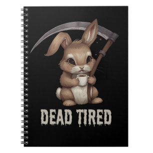 Dead Tired Cute Bunny Grim Reaper Coffee Notebook