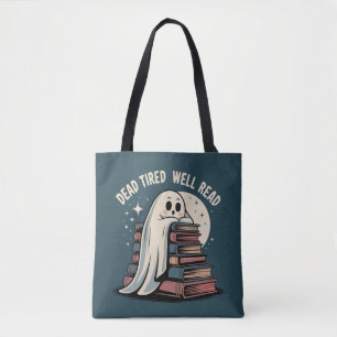 Dead Tired Well Read Cosy Ghost Books Tote Bag