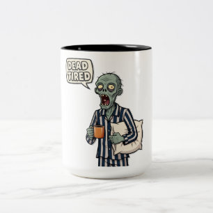 Dead Tired Zombie Halloween Two-Tone Coffee Mug
