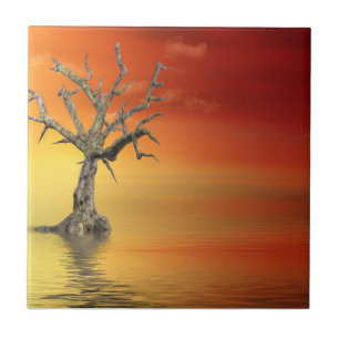 Dead Tree at Sunrise Tile