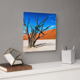 Dead tree in Deadvlei, Namibia Square Wall Clock
