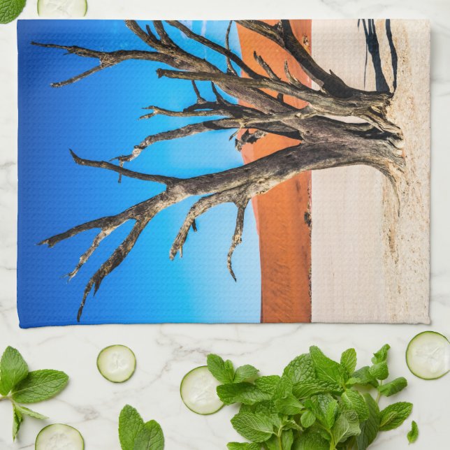 Dead tree in Deadvlei, Namibia Tea Towel (Folded)