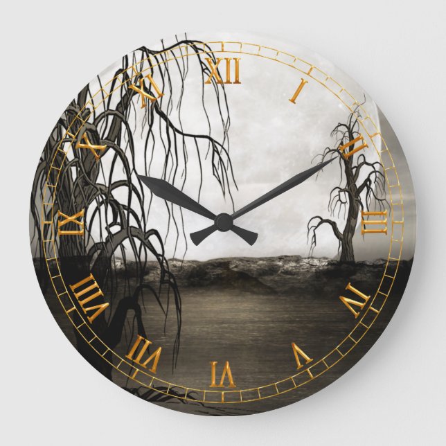 Dead Trees with Full Moon Wall Clock (Front)
