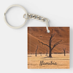 Dead Vlei Namibia landscape photo with text Key Ring