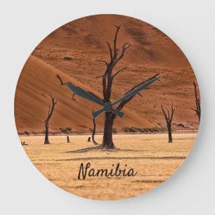 Dead Vlei Namibia landscape photo with text Large Clock