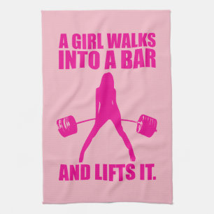 Deadlift - A Girl Walks Into A Bar And Lifts It Tea Towel